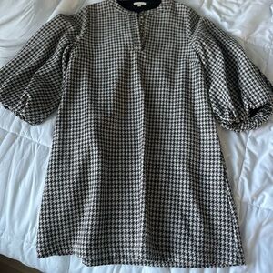 JODIFL Elegant Black and White Houndstooth Dress